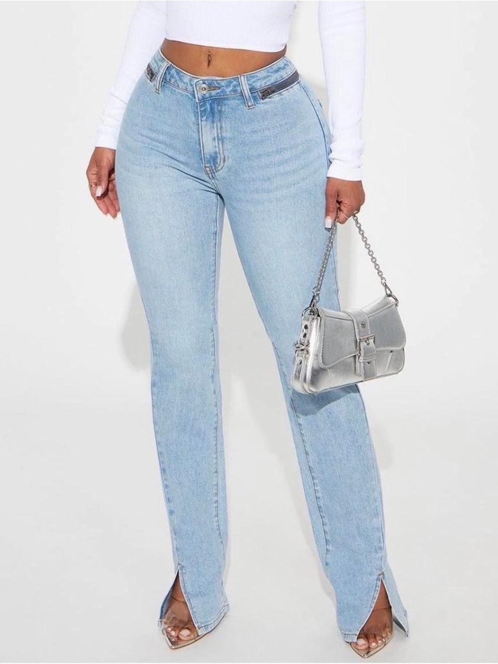 Fashion Nova Light Blue High-Rise Straight Jeans